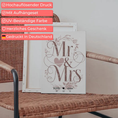 Leinwand Mr & Mrs Hochzeit & Verlobung Personalisiert