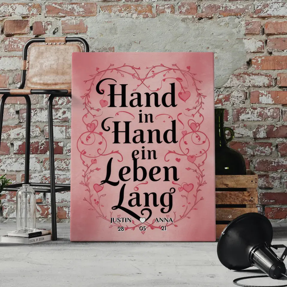 Leinwand Liebe Hand In Hand für dein Schatz Personalisiert