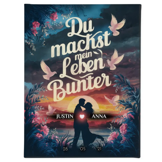 Leinwand für Paare personalisiert Du Machst Mein Leben Bunter 1