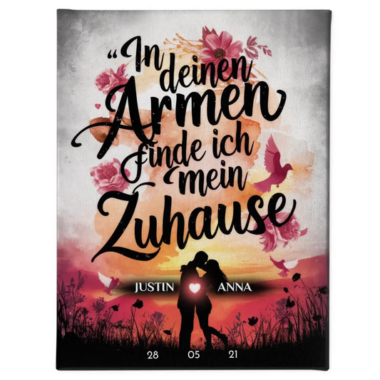 Paar Leinwand In Deinen Armen Finde Ich Mein Zuhause personalisiert 1