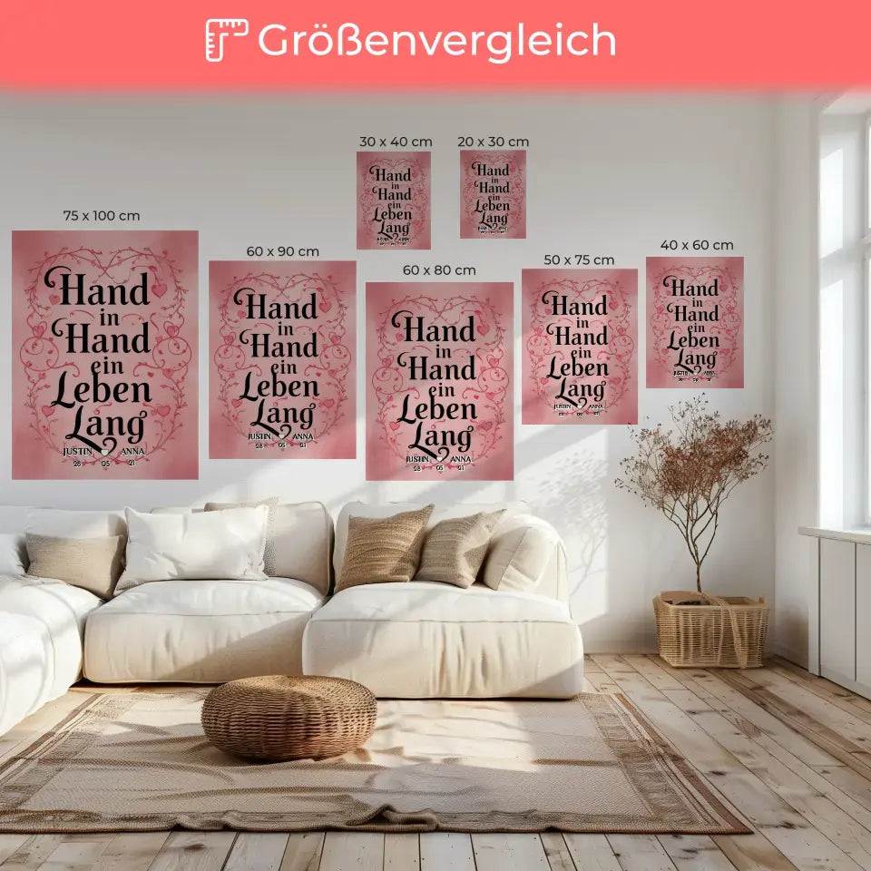 Leinwand Liebe Hand In Hand für dein Schatz Personalisiert