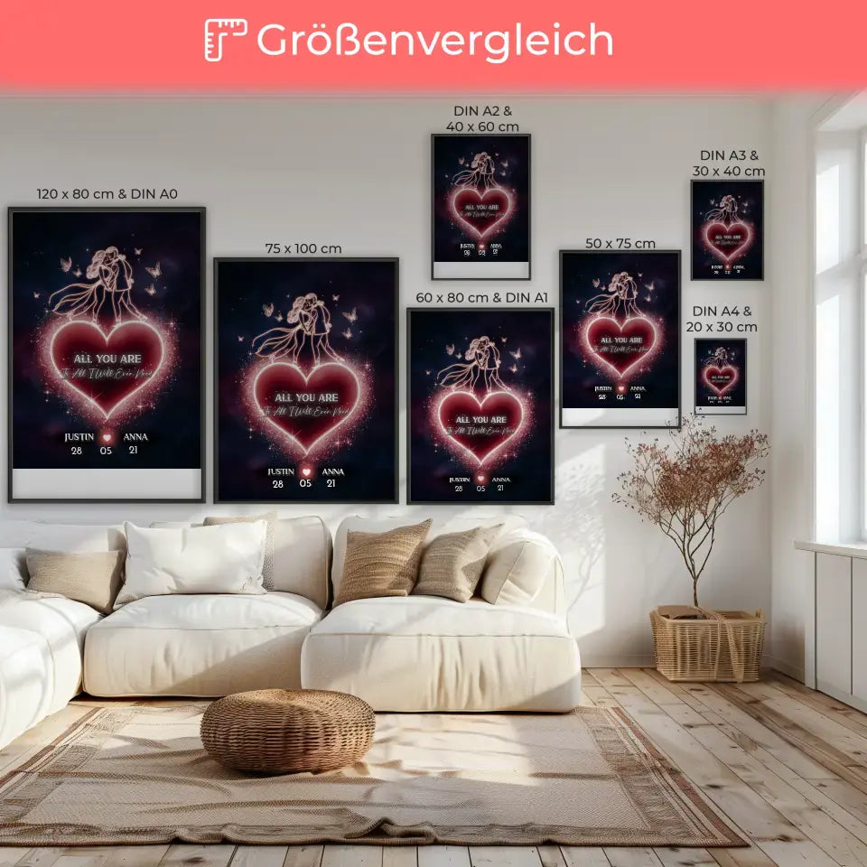 Personalisiertes Liebes Poster Mit Namen & Datum Eine Seele