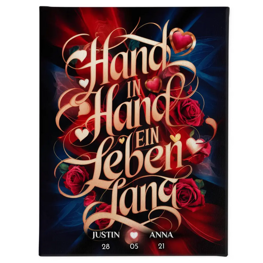 Leinwand personalisiert Hand In Hand für Paare Liebesbild 1