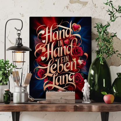 Leinwand personalisiert Hand In Hand für Paare Liebesbild