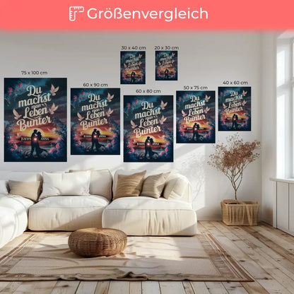 Leinwand für Paare personalisiert Du Machst Mein Leben Bunter