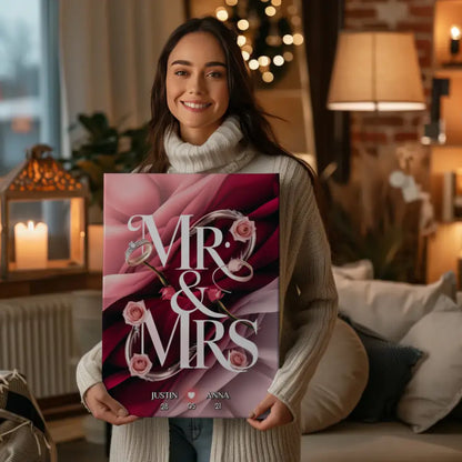 Personalisierte Leinwand für Paare Mr & Mrs Liebesbild für Sie