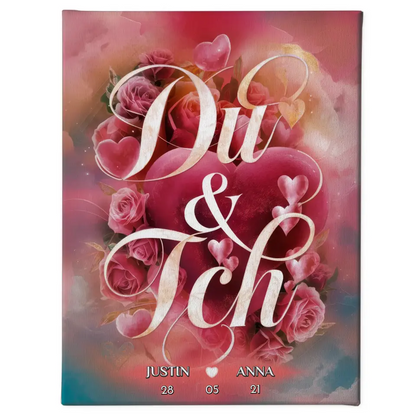 Personalisierte Leinwand für Paare Du & Ich Geschenk für Freundin