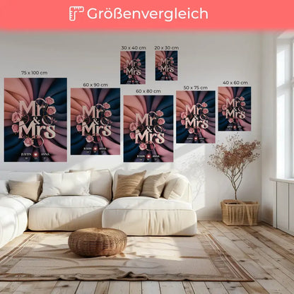 Personalisierte Leinwand Paar Mr & Mrs Hochzeit & Verlobung Liebe