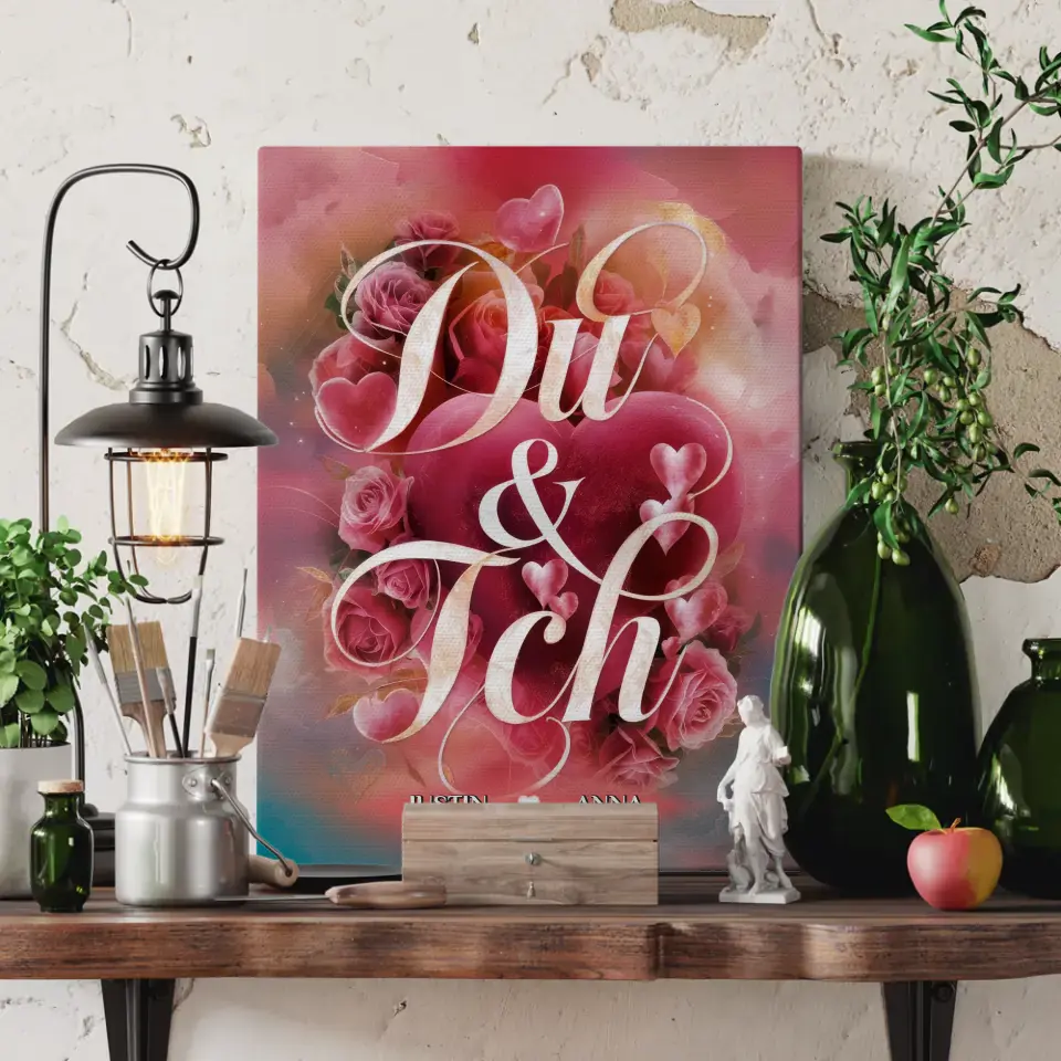 Personalisierte Leinwand für Paare Du & Ich Geschenk für Freundin