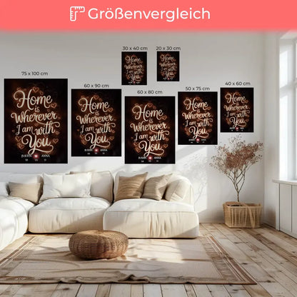 Pärchen Leinwand Home Is Wherever I Am With You Personalisiert