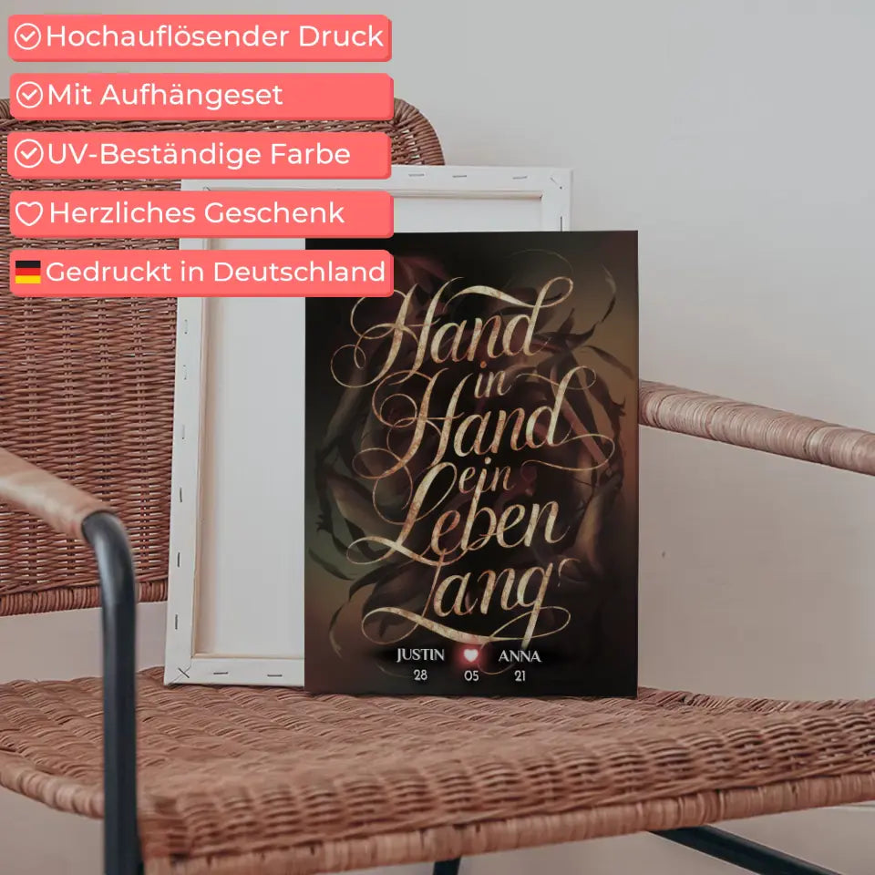 Leinwand Liebe Hand In Hand Ein Leben Lang Personalisiert