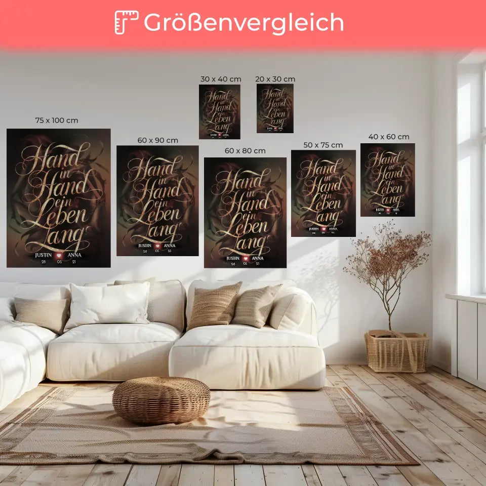 Leinwand Liebe Hand In Hand Ein Leben Lang Personalisiert