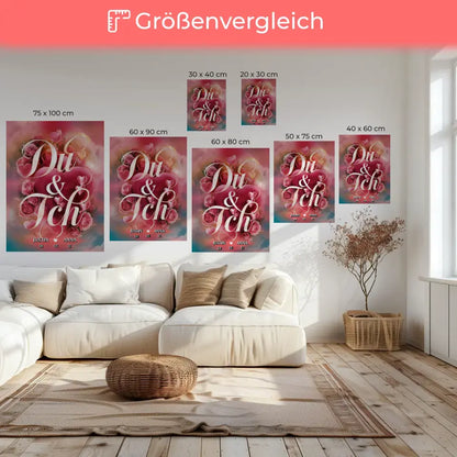 Personalisierte Leinwand für Paare Du & Ich Geschenk für Freundin