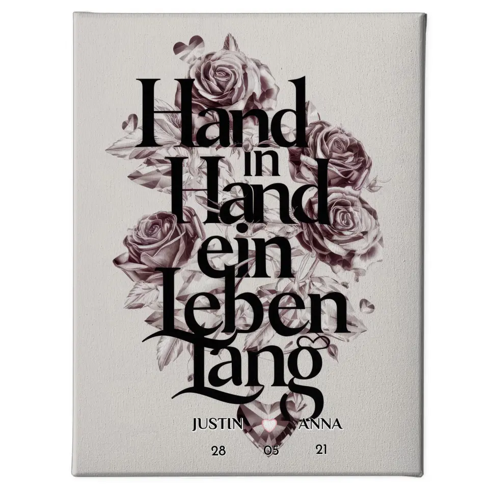 Personalisierte Leinwand Paar Hand In Hand Ein Leben Lang Liebe