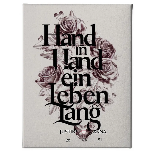 Personalisierte Leinwand Paar Hand In Hand Ein Leben Lang Liebe 1