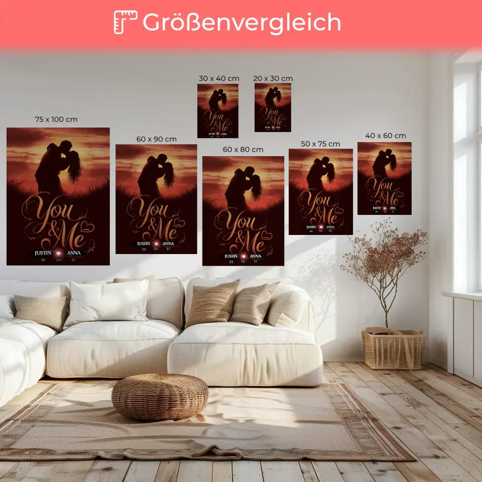 Paar Leinwand Hand In Hand Ein Leben Lang personalisiert