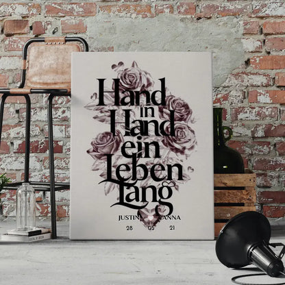 Personalisierte Leinwand Paar Hand In Hand Ein Leben Lang Liebe