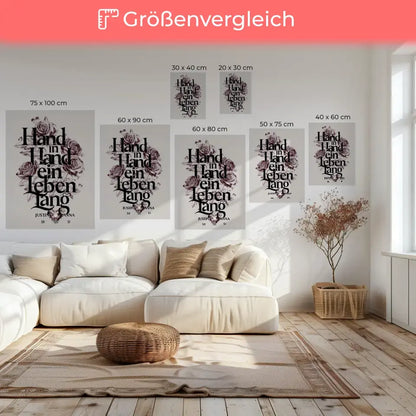 Personalisierte Leinwand Paar Hand In Hand Ein Leben Lang Liebe