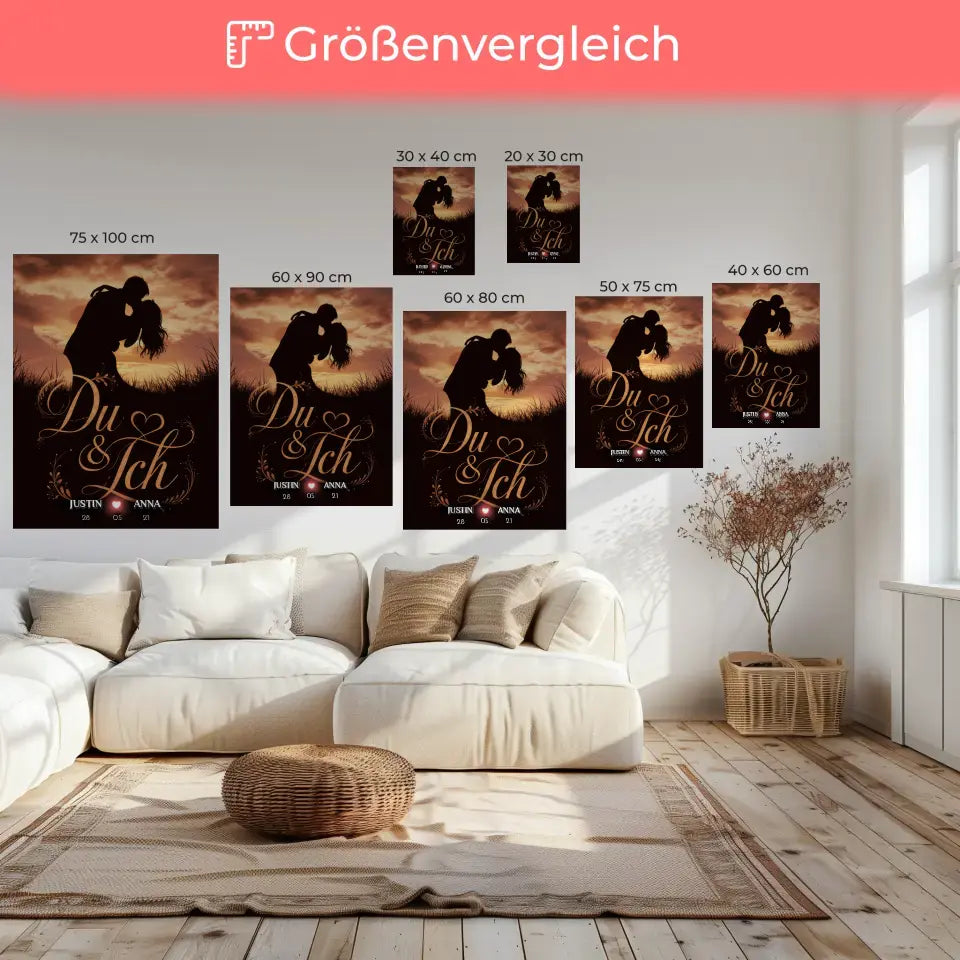 Leinwand personalisiert Du & Ich Geschenk für Sie Liebesbild