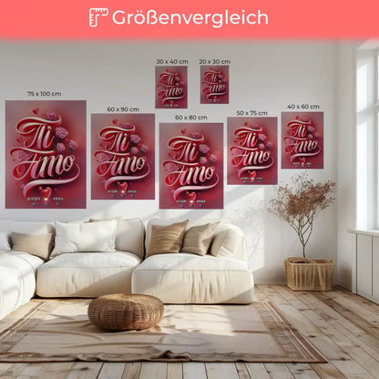 Personalisierte Paar Leinwand Ti Amo Geschenk für Sie