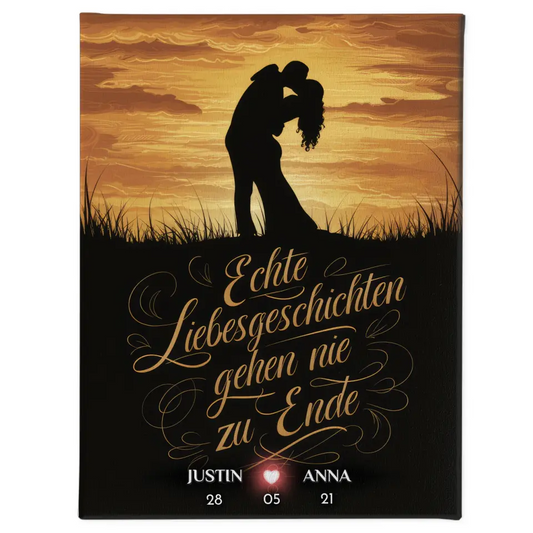 Leinwand für Paare personalisiert Echte Liebesgeschichten Geschenk 1