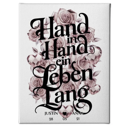 Paar Leinwand Hand In Hand Ein Leben Lang personalisiert Geschenk 1