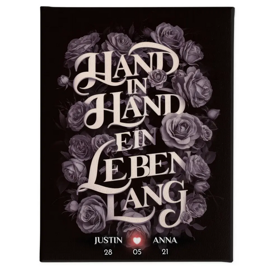 Leinwand für Freundin Hand in Hand Leinwand Liebe personalisiert 1