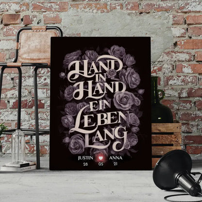 Leinwand für Freundin Hand in Hand Leinwand Liebe personalisiert