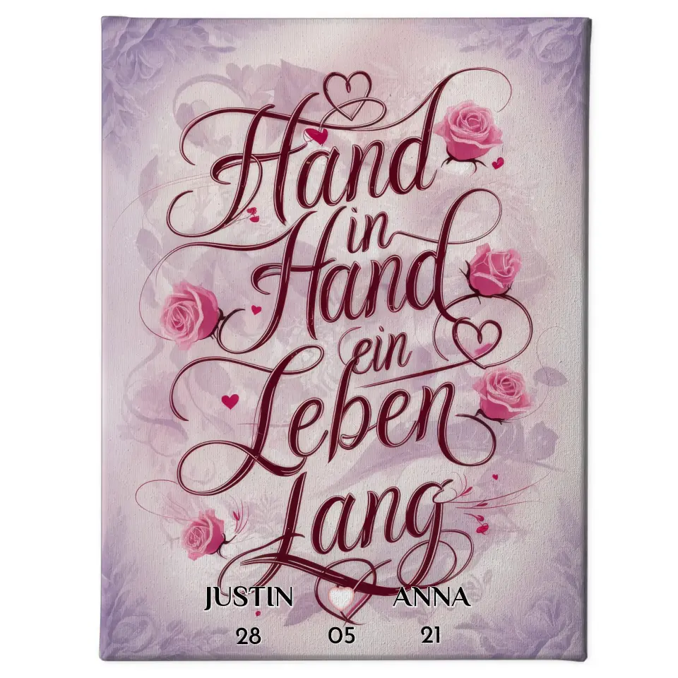 Personalisierte Paar Leinwand Hand in Hand Liebesbild für Sie