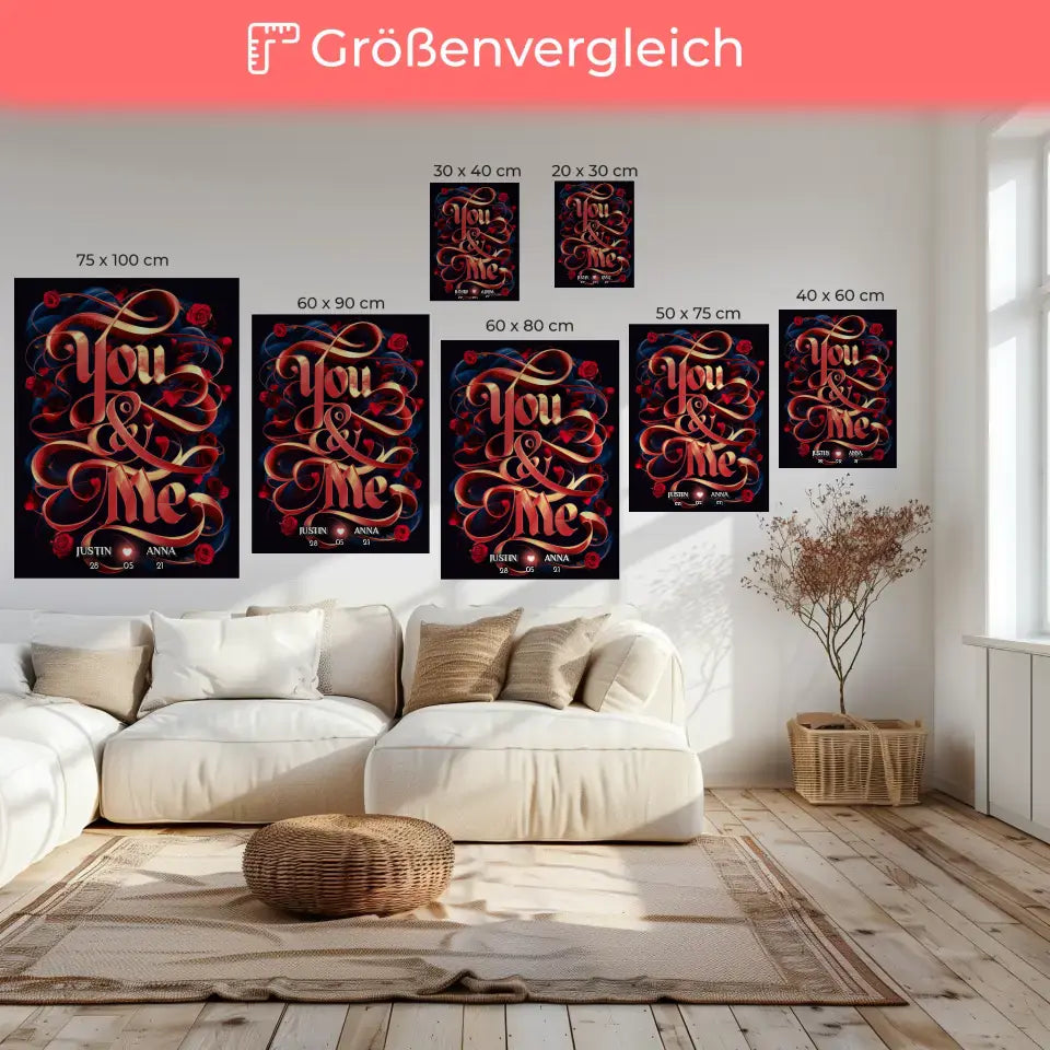 Leinwand Geschenk personalisiert You & Me für Paare