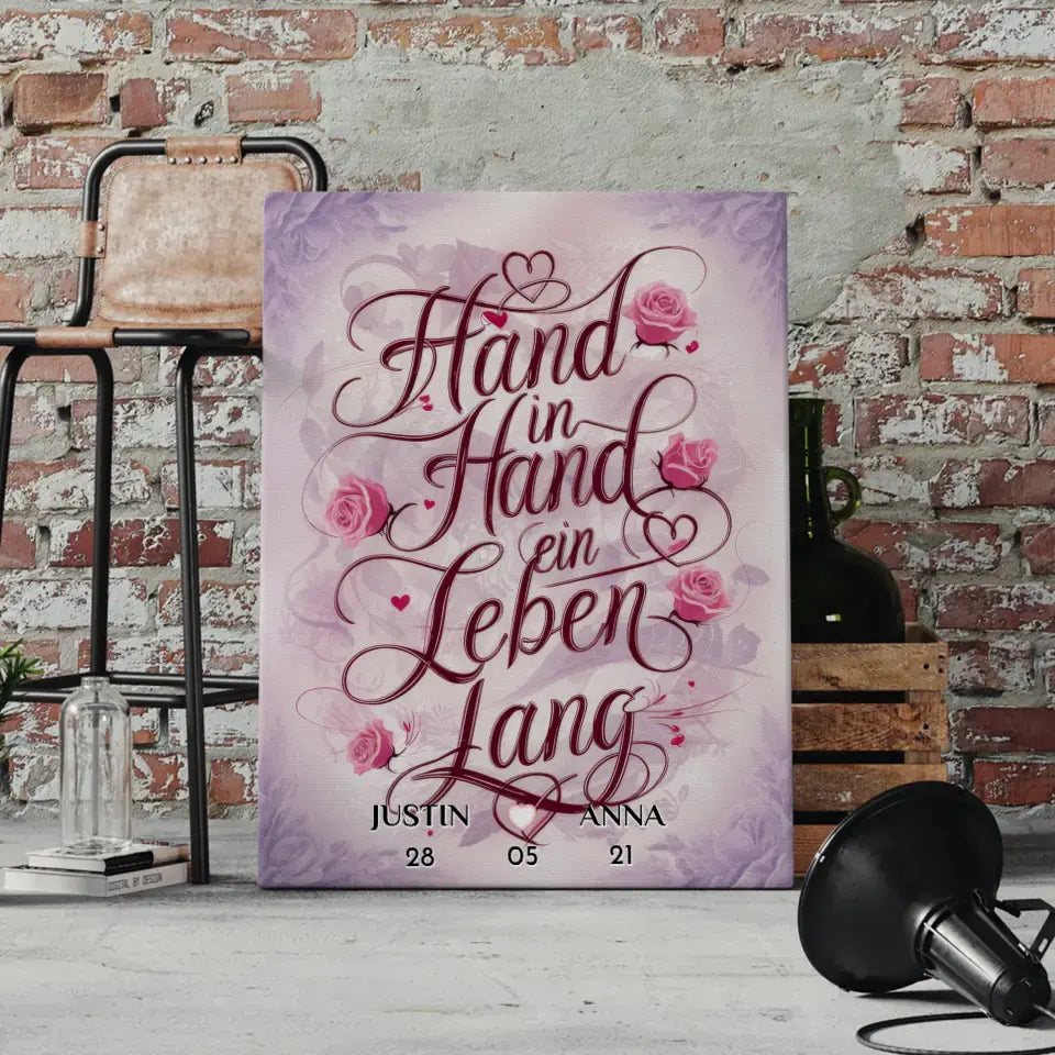 Personalisierte Paar Leinwand Hand in Hand Liebesbild für Sie