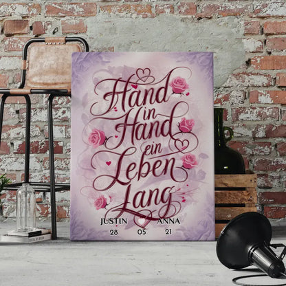 Personalisierte Paar Leinwand Hand in Hand Liebesbild für Sie