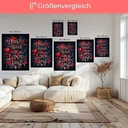 Personalisierte Leinwand Liebe Hand In Hand Ein Leben Lang