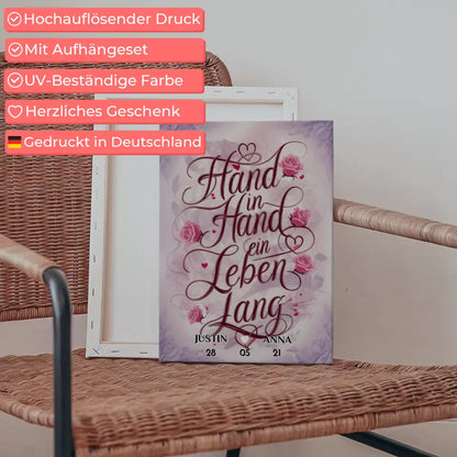 Personalisierte Paar Leinwand Hand in Hand Liebesbild für Sie