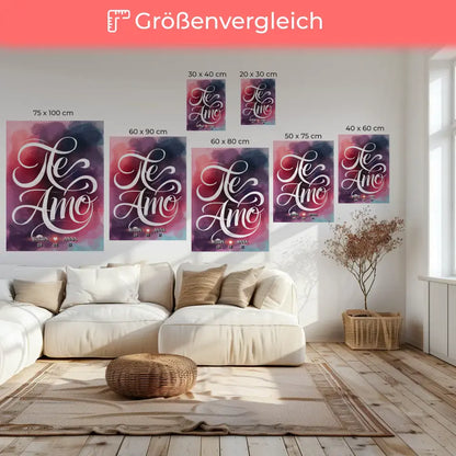 Leinwand personalisiert Te Amo Liebesbild Geschenk für Sie