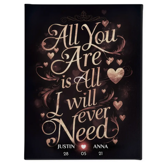 Leinwand personalisiert All You Are Is All I Will Ever Need 1