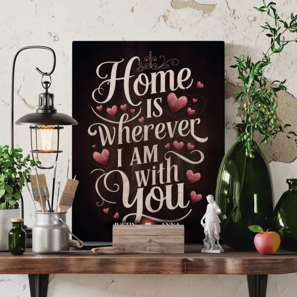 Leinwand Liebe Home Is Wherever I Am With You Personalisiert