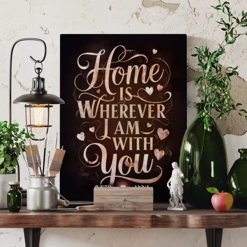 Leinwand für Paare personalisiert Home Is Wherever I Am With You