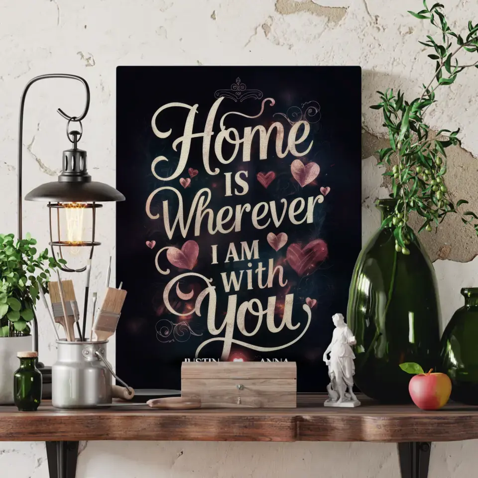 Paar Leinwand Home Is Wherever I Am With You personalisiert