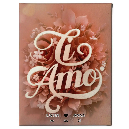Leinwand Geschenk personalisiert Ti Amo mit Namen & Datum für Paare 1