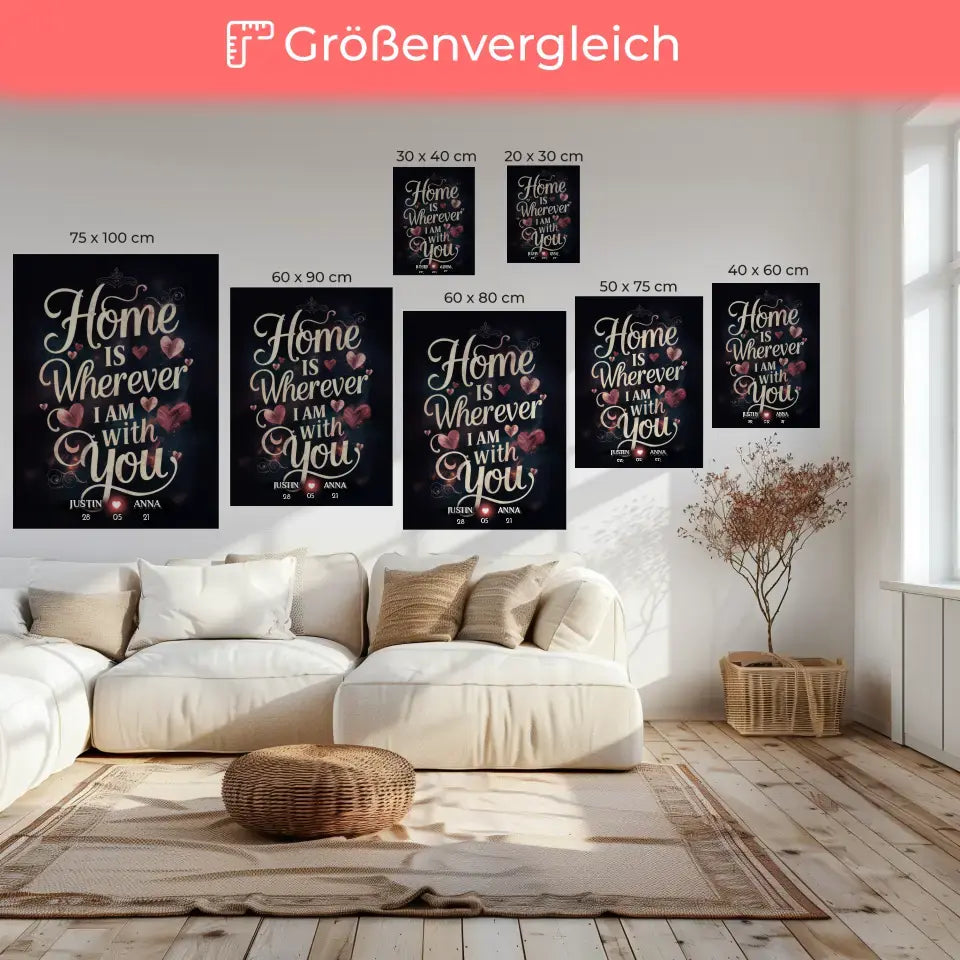 Paar Leinwand Home Is Wherever I Am With You personalisiert