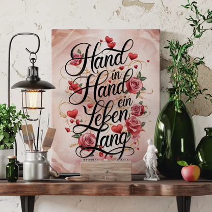 Leinwand personalisiert Hand In Hand Ein Leben Lang Liebesbild