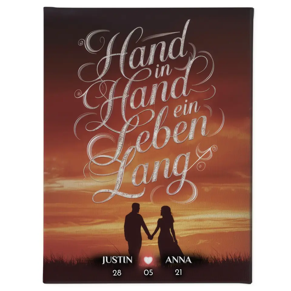 Personalisierte Paar Leinwand Hand In Hand Ein Leben Lang Love