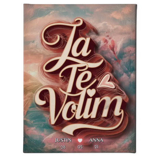 Pärchen Leinwand Ja Te Volim mit Namen & Datum Personalisiert 1