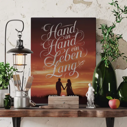 Personalisierte Paar Leinwand Hand In Hand Ein Leben Lang Love