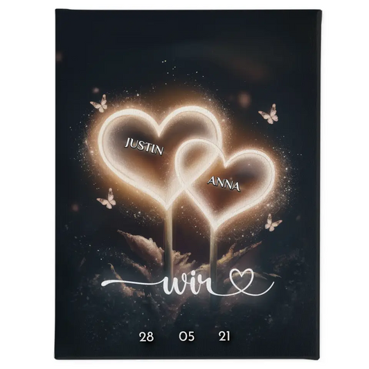 Leinwand personalisiert Herzblümchen Mit Namen & Datum 1