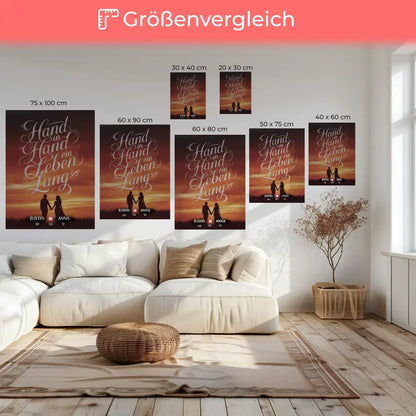 Personalisierte Paar Leinwand Hand In Hand Ein Leben Lang Love