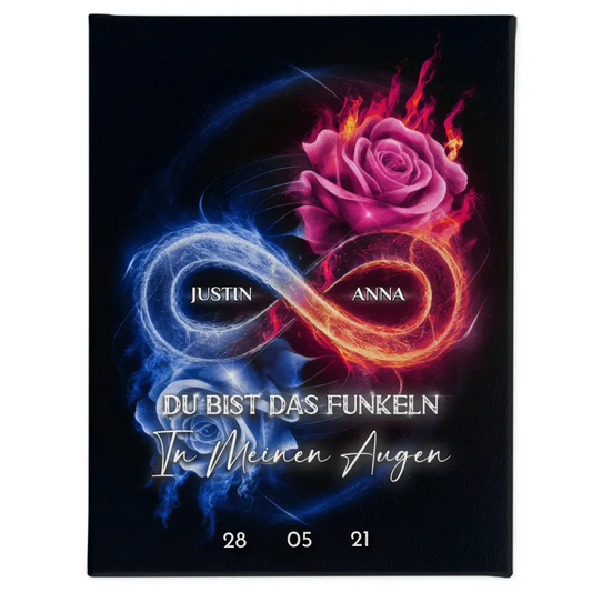 Leinwand Geschenk personalisiert Unendlichkeit in Pink & Blau für Paare 1