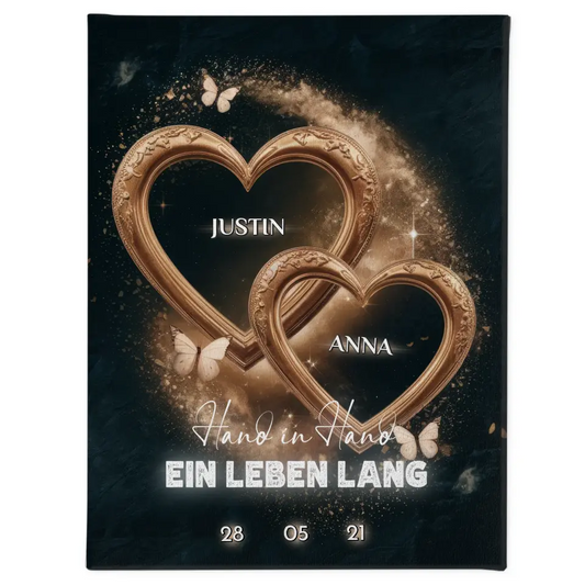 Personalisiertes Liebes Geschenk Goldige Herzen Leinwand 1