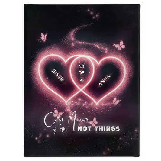 Personalisierte Paar Leinwand Rosa Herzen mit Namen Love 1